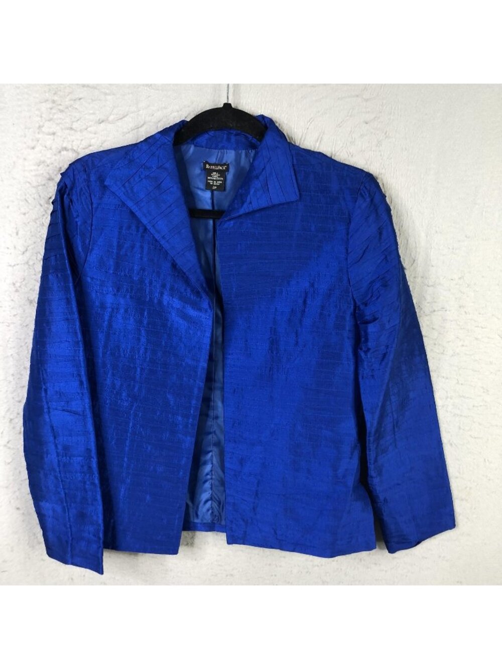 Barrie Pace Jacket Womens 2P Sapphire Blue Silk Textured Luxury Old Money Formal
